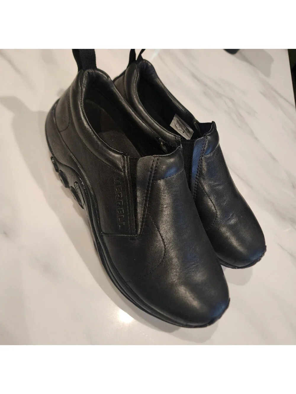 Merrell Black Leather Slip-On Shoes Men's 12 Wide Comfort Walking EUC